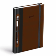 2027-es napi A5 PU kék/szürke napló - tolltartó 7781563
