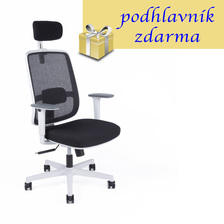 KANTO WHITE SP kancelárska stolička s podhlavníkom čierna