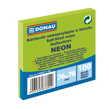 Samolepiaci bloček Donau neónový 76x76 mm zelený 