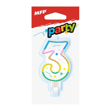 Sviečka tortová číslo 3 dúhová 8800056