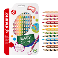 Farebné ceruzky trojhranné pre pravákov STABILO EASYcolors 12 ks + strúhadlo