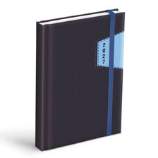 Diár 2027 denný A5 PU modrý s gumkou 7781565