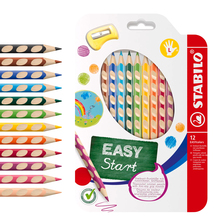 Farebné ceruzky trojhranné pre ľavákov STABILO EASYcolors 12 ks + strúhadlo