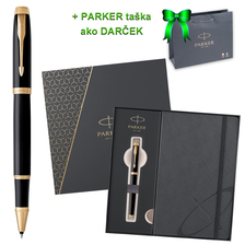 Parker IM čierny roller so zlatým klipom GT RB, darčeková kazeta s puzdrom