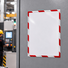 Magnetické výstražné vrecko A4 červeno biele na kovové povrchy