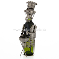 97586 Kovový stojan na víno, motív kuchár