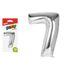 Nafukovací balónik číslo 7 fóliový strieborný 75cm 8000168