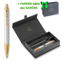 Parker IM Premium biele pero s rytinou zl. klipom GT BP, darčeková kazeta s puzdrom Biela