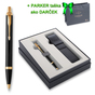 Parker IM čierne pero so zlatým klipom GT BP, darčeková kazeta s puzdrom Čierna