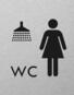 Štítok na dvere strieb.mat. 7x9cm Picto / WC + SPRCHY ženy Strieborná