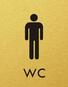 Štítok na dvere zlat.mat. 7x9cm Picto / WC muži Zlatá matná
