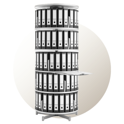 Otočný regál na zakladače