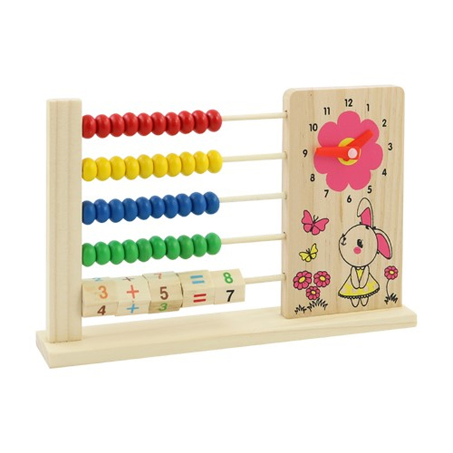 Počítadlo s hodinami malé drevené