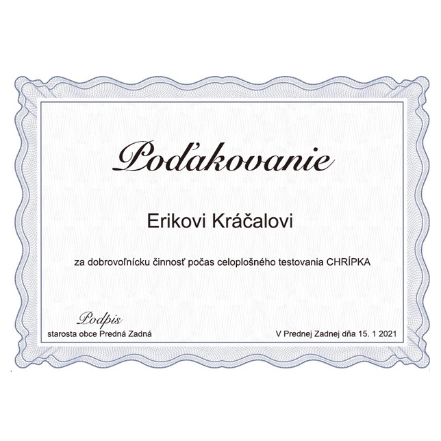 Certifikát Gilosz modrý 170g papier A4/ 25 ks