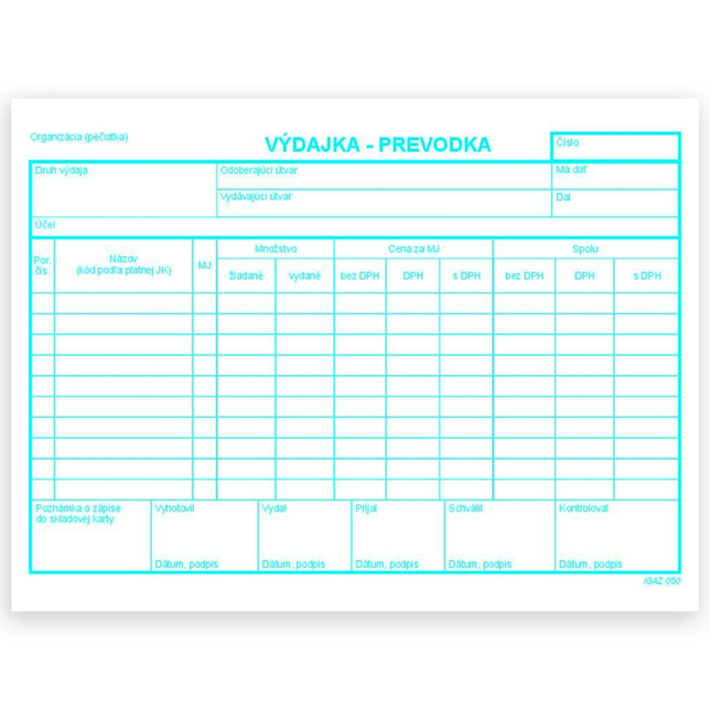 050 Vydajka prevodka s DPH A5/100 list.
