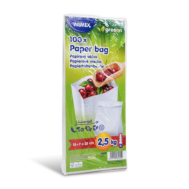 Papierové vrecko biele 15+7 x 35cm bal.100ks