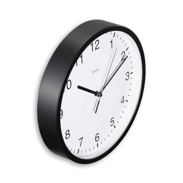 Nástenné hodiny Hama Elba, pr. 25 cm, tichý chod, čierne 185865