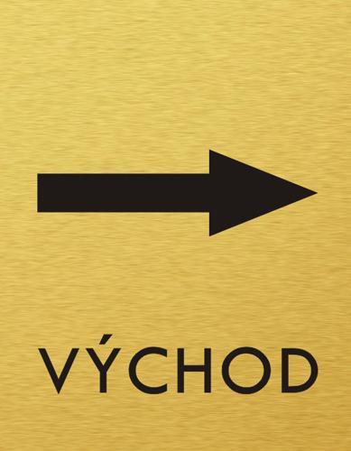 Štítok na dvere zlat.mat. 7x9cm Picto / východ šípka do prava