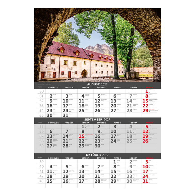 Három hónapos falinaptár Szlovákia 2027, N320-27
