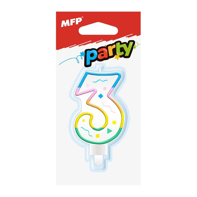 Sviečka tortová číslo 3 dúhová 8800056