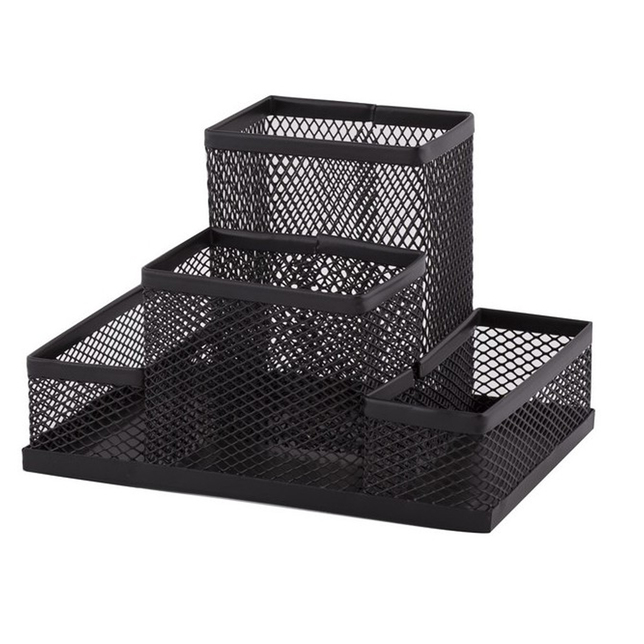 Drôtený stojan na písacie potreby čierny, 4 priehradky 110446/15112