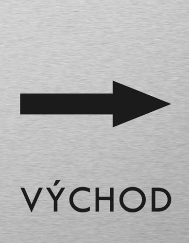 Štítok na dvere strieb.mat. 7x9cm Picto / východ šípka do prava