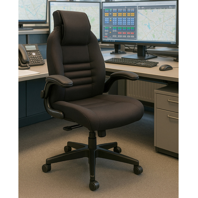 DISPOS záťažové kreslo do 24 hod. prevádzku, čierne, čierny kríž