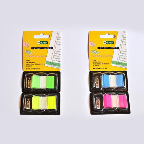 960124 záložka s podávačom 43x25mm,zelená a žlta - modrá a červená 2x50ks/mix