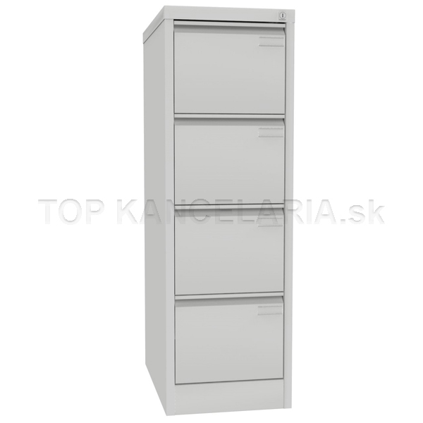 KSB14e kovová kartotéka 4 zásuvky A4 širka 41,3cm, šedá