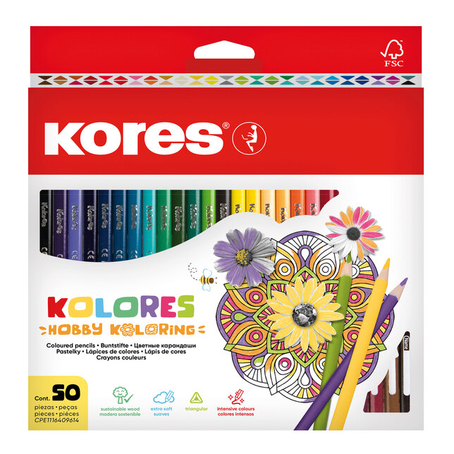 Farebné cerurky Kores Kolores Mandalas 50 farieb