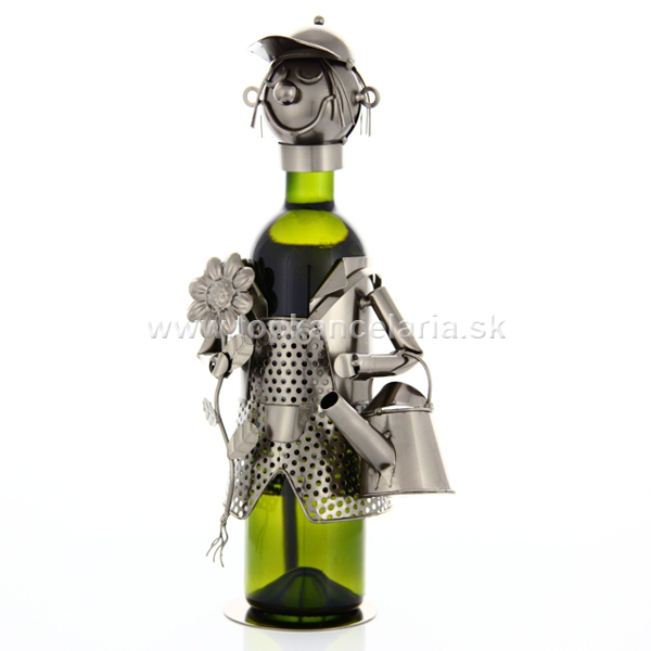 96293 Kovový stojan na víno, motív záhradník