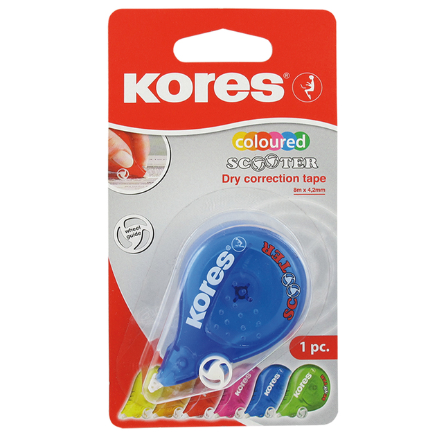Korekčný strojček Kores Scooter, 4,2 mm x 8 m, mix farieb