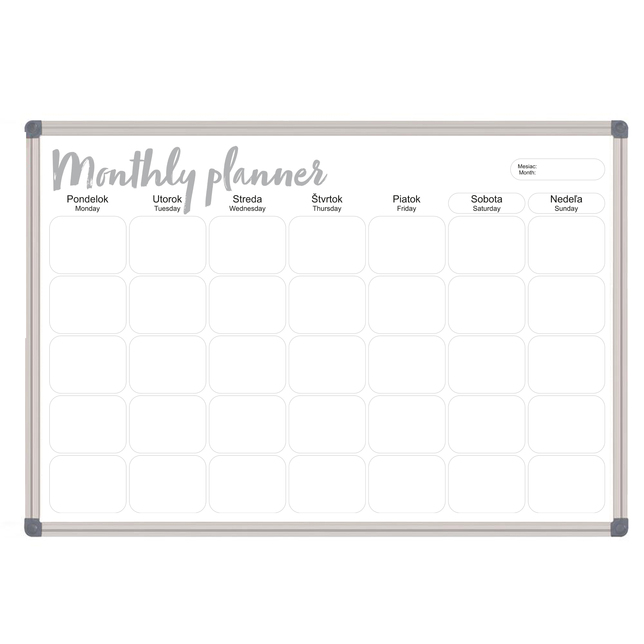 MTP96AM Mesačná plánovacia tabuľa v hliníkovom ráme 90x60