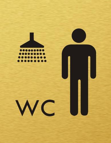 Štítok na dvere zlat.mat. 7x9cm Picto / WC + SPRCHY muži
