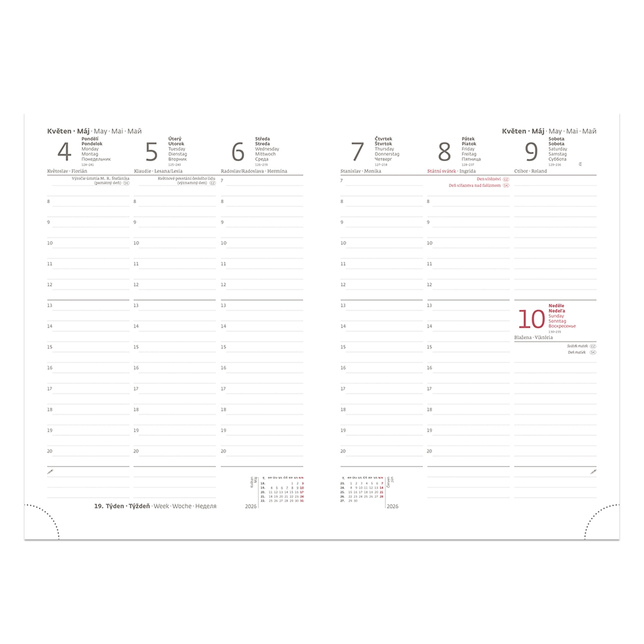 VARIO diár týždenný A5 Matragi Red s gumičkou 2026, DV423-32-26