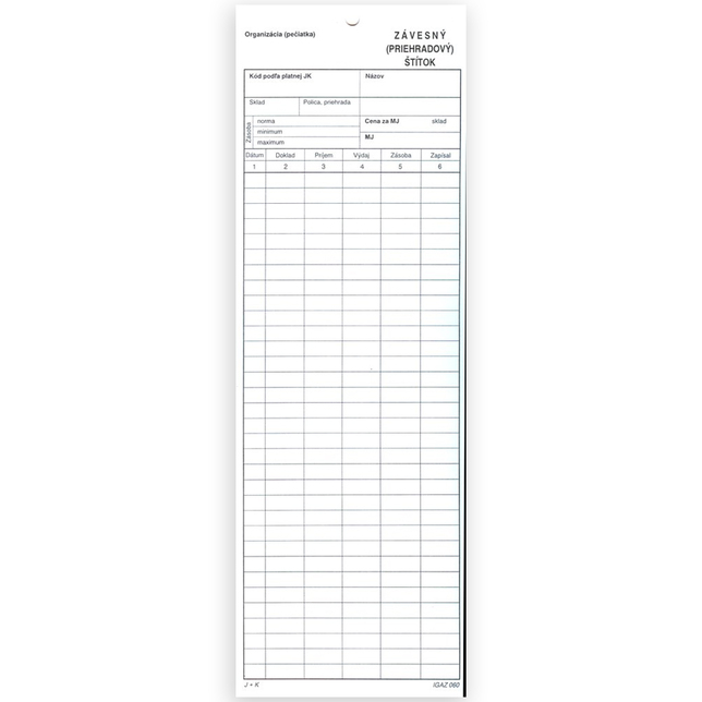 060 Závesný priehradkový štítok 10x30 cm