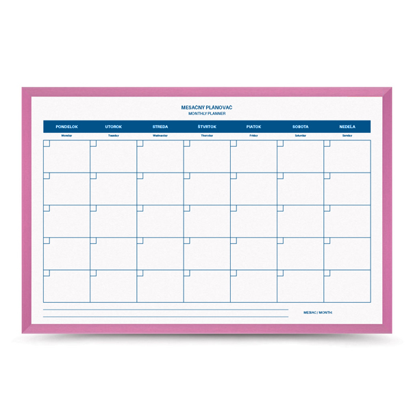 TM64LRPM Mesačná plánovacia tabuľa ružová 60x40