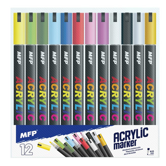 Akrylový popisovač 4mm MFP sada 12ks