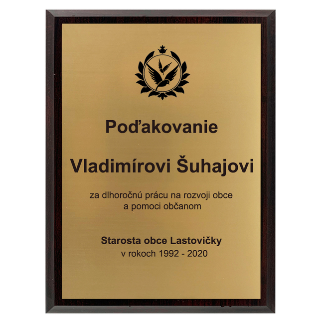 Doska so zlatou gravír. platňou vertikal 177x228mm
