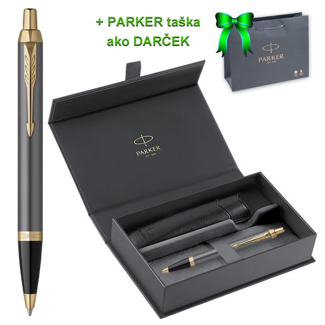 Parker IM šedé pero so zlatým klipom GT BP