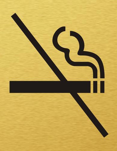 Štítok na dvere zlat.mat. 7x9cm Picto / Zákaz fajčenia