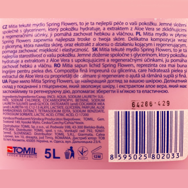 Mitia Tekuté mydlo 5l kvety