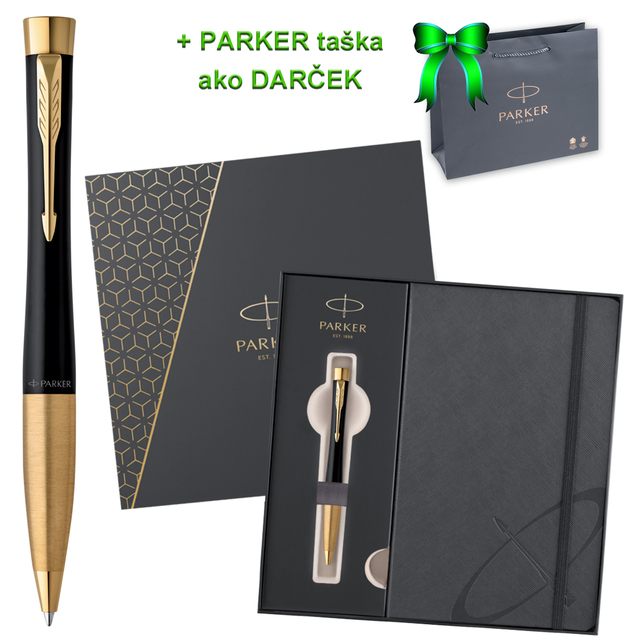 Parker URBAN Muted čierne pero GT BP, darčeková kazeta so zápisníkom