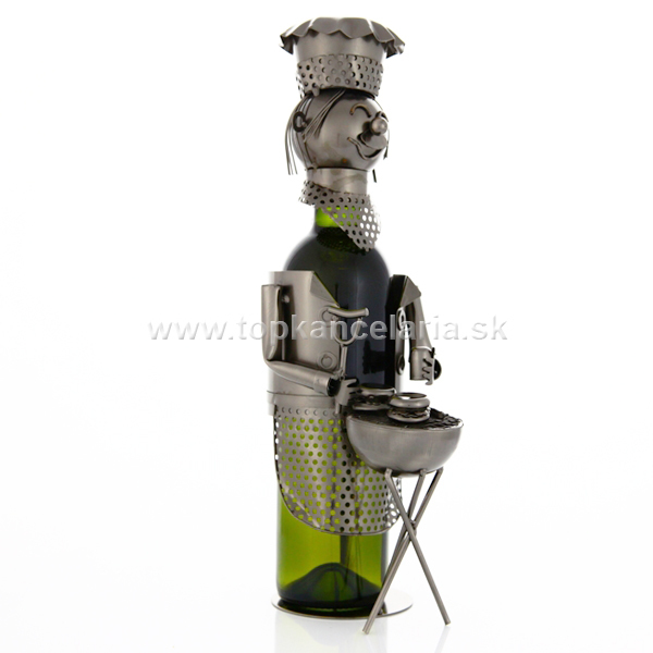 97586 Kovový stojan na víno, motív kuchár