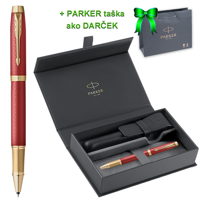 Parker IM Premium červený roller GT RB, darčeková kazeta s puzdrom