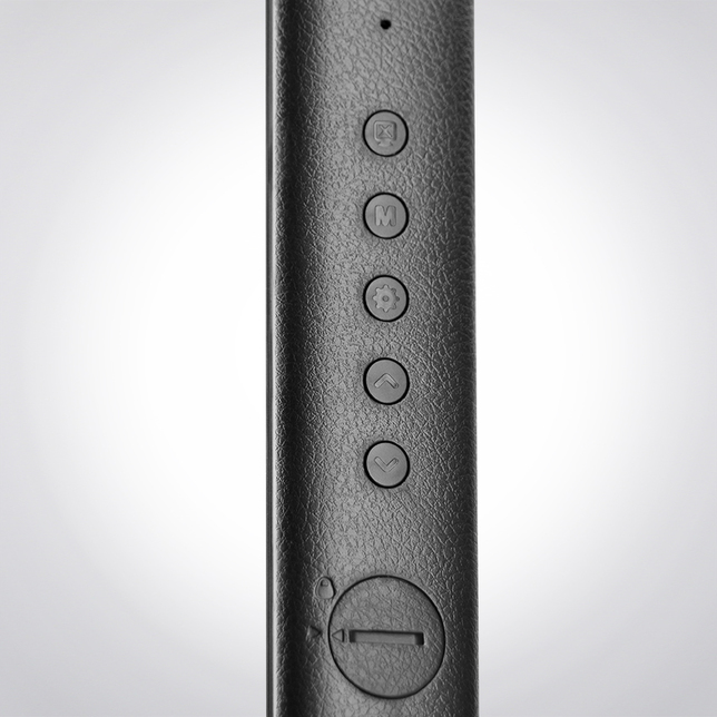 WO45B Led stolová lampa s displejom 9W, čierna imitácia koža