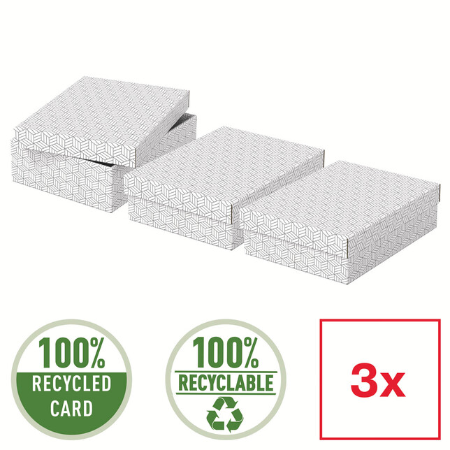 628284 Úložný a darčekový box stredný biely 3ks Esselte Home