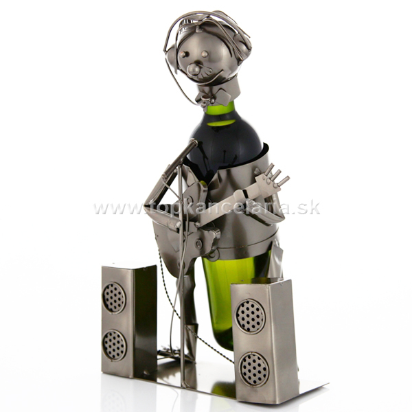 97693 Kovový stojan na víno, motív hudobník