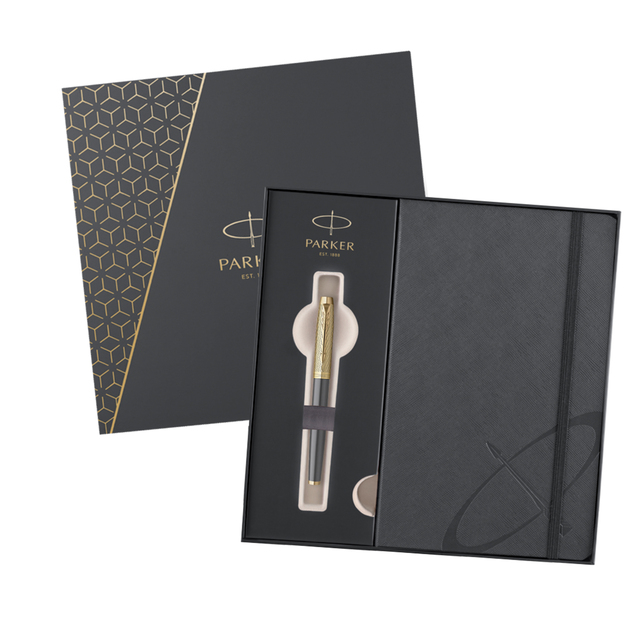 Parker IM Premium Arrow šedý roller GT RB, darčeková kazeta so zápisníkom