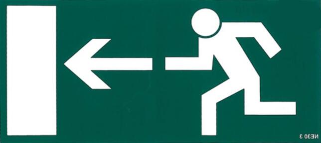 NE30 4 S Únik. východ vľavo 20,5 x 9,5 cm samoleka